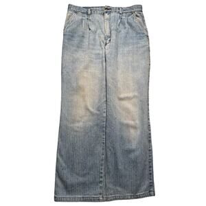 Vintage 90s Faded Glory Pin Stripe Light Wash Distressed Jeans 36 X 3